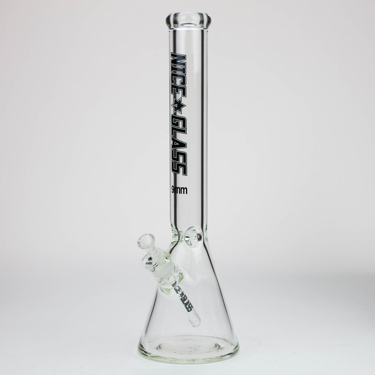 Black 18-Inch Nice Glass Beaker Bong viewed from angle.