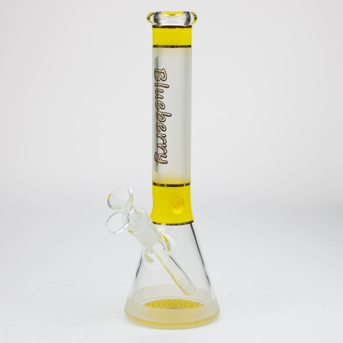 Blueberry 12" Mandala Sandblasted Yellow Beaker Bong