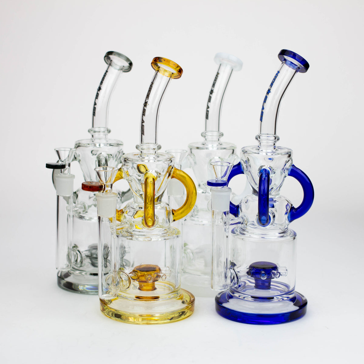 Nice Glass 11 inch Sprocket 4-Arm Perc Recycler Bong