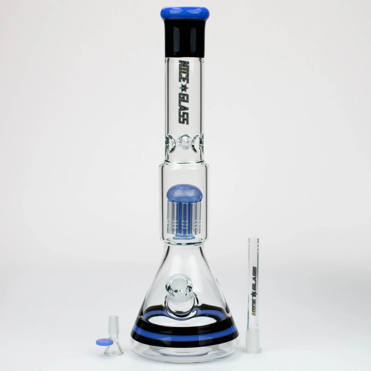 Nice Glass 17 inch 10-Arm Tree Perc Bong with Downstem And Bowl Piece