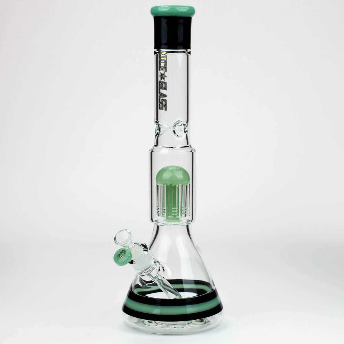 Nice Glass 17 inch 10-Arm Tree Perc Bong in Green