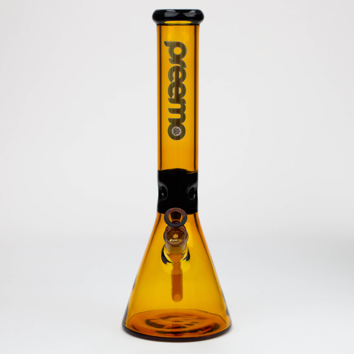 Front View of the Preemo - 15.5 inch Black Pinch Beaker Bong with Black Ice Notches