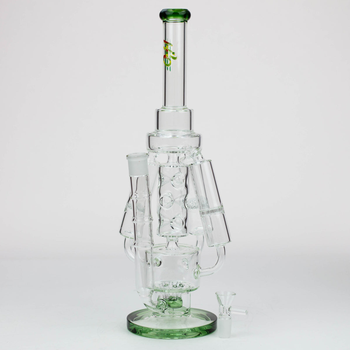 H2O 17 inch Green Recycler Bong with Honeycomb Perc