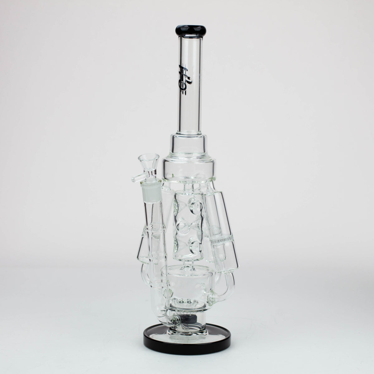 H2O 17 inch Recycler Bong with Honeycomb Percolator in Black