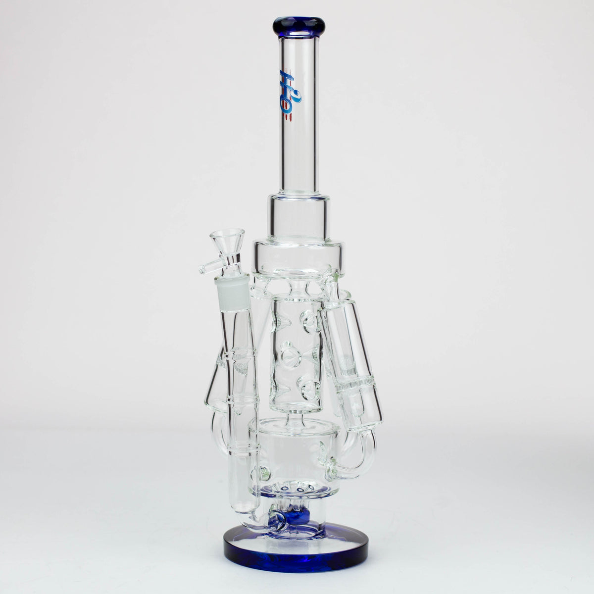 H2O 17 inch Recycler Bong with Honeycomb Percolator in Blue