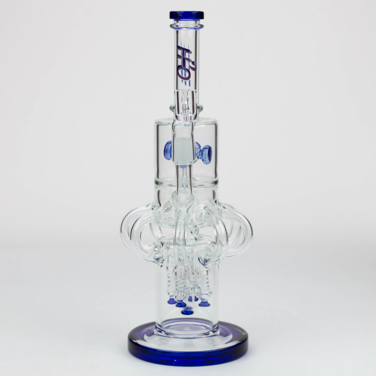 Front View of the H2O 15 inch Recycler Dab Rig with Quartz Banger