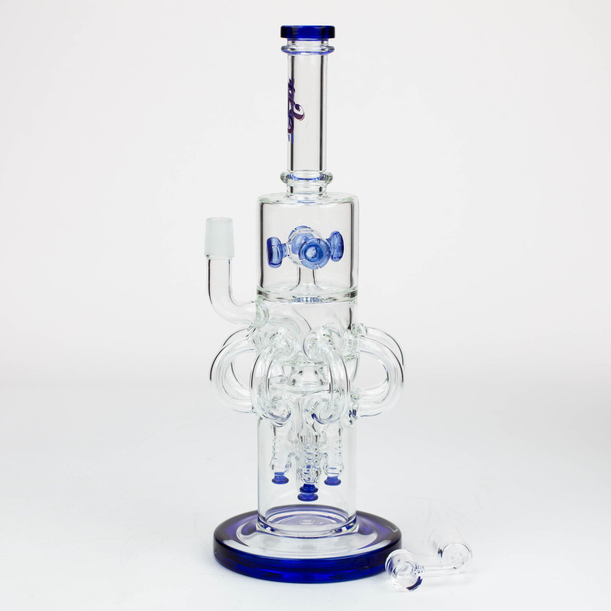 H2O 15 inch Blue Recycler Dab Rig with Quartz Banger