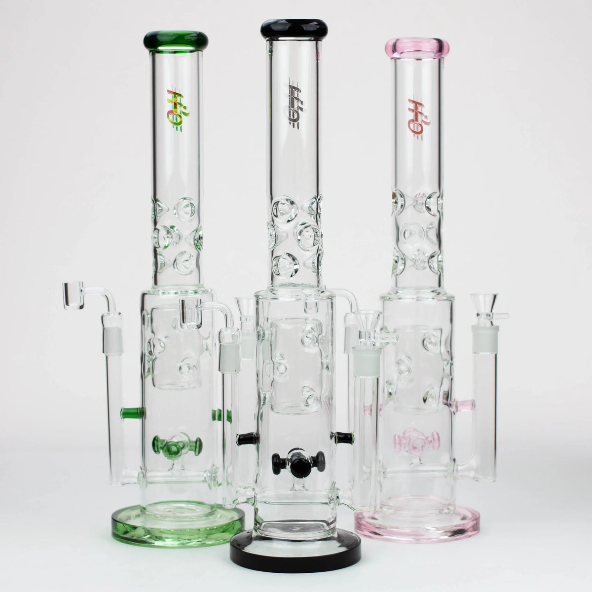 H2O 19" Double Joint Glass Bong & Dab Rig Combo