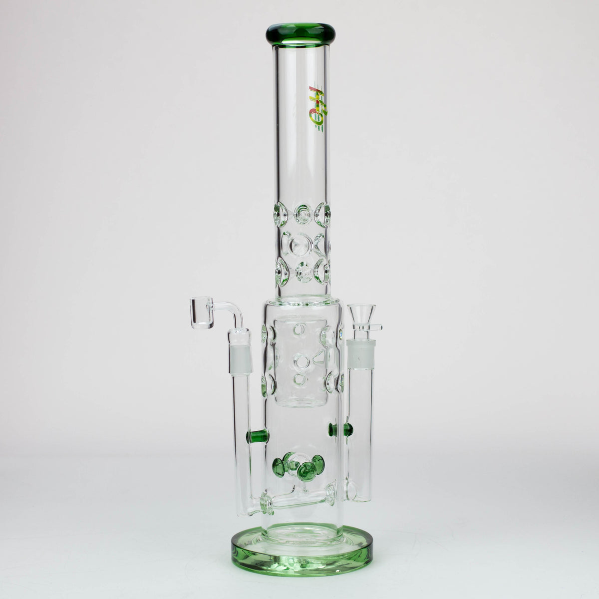 H2O 19" Double Joint Glass Bong & Dab Rig Combo in green