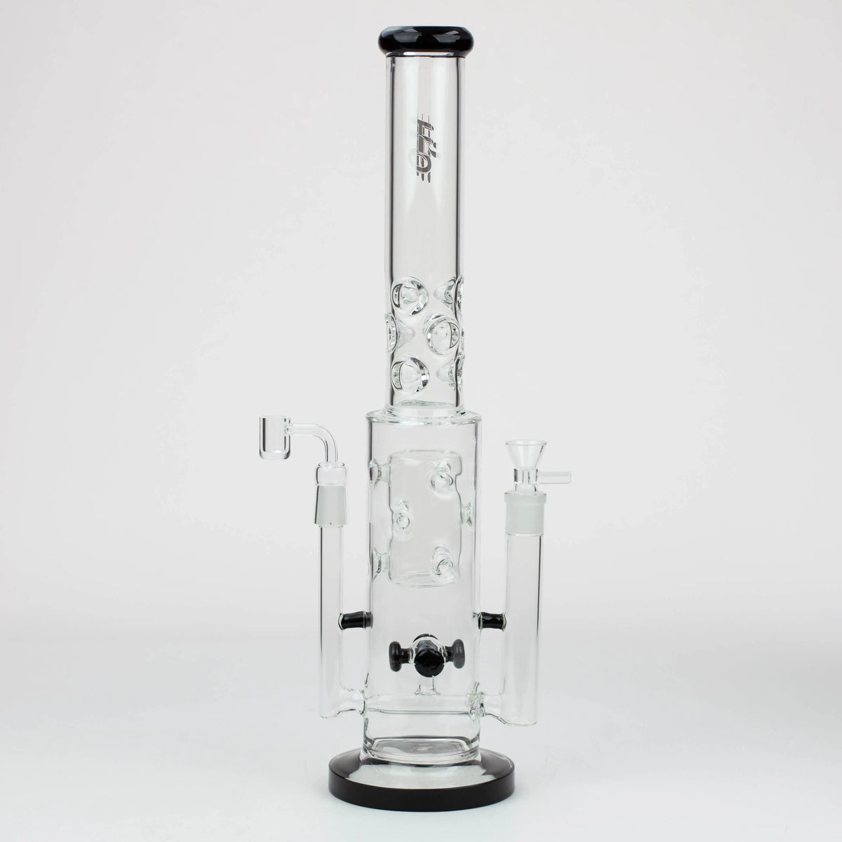 H2O 19" Double Joint Glass Bong & Dab Rig Combo in Black