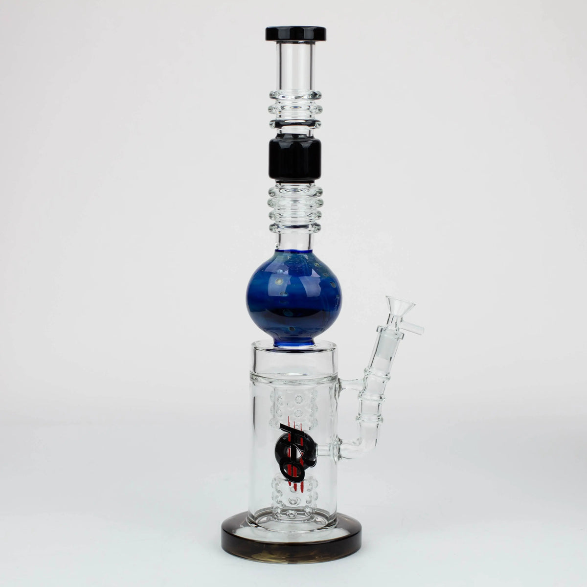 Side View of the H2O 15" Gold Fumed Sphere Glass Bong in Black