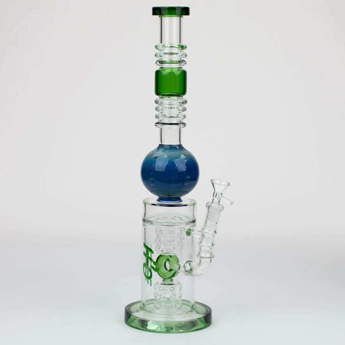 H2O 15" Gold Fumed Sphere Glass Bong in Green