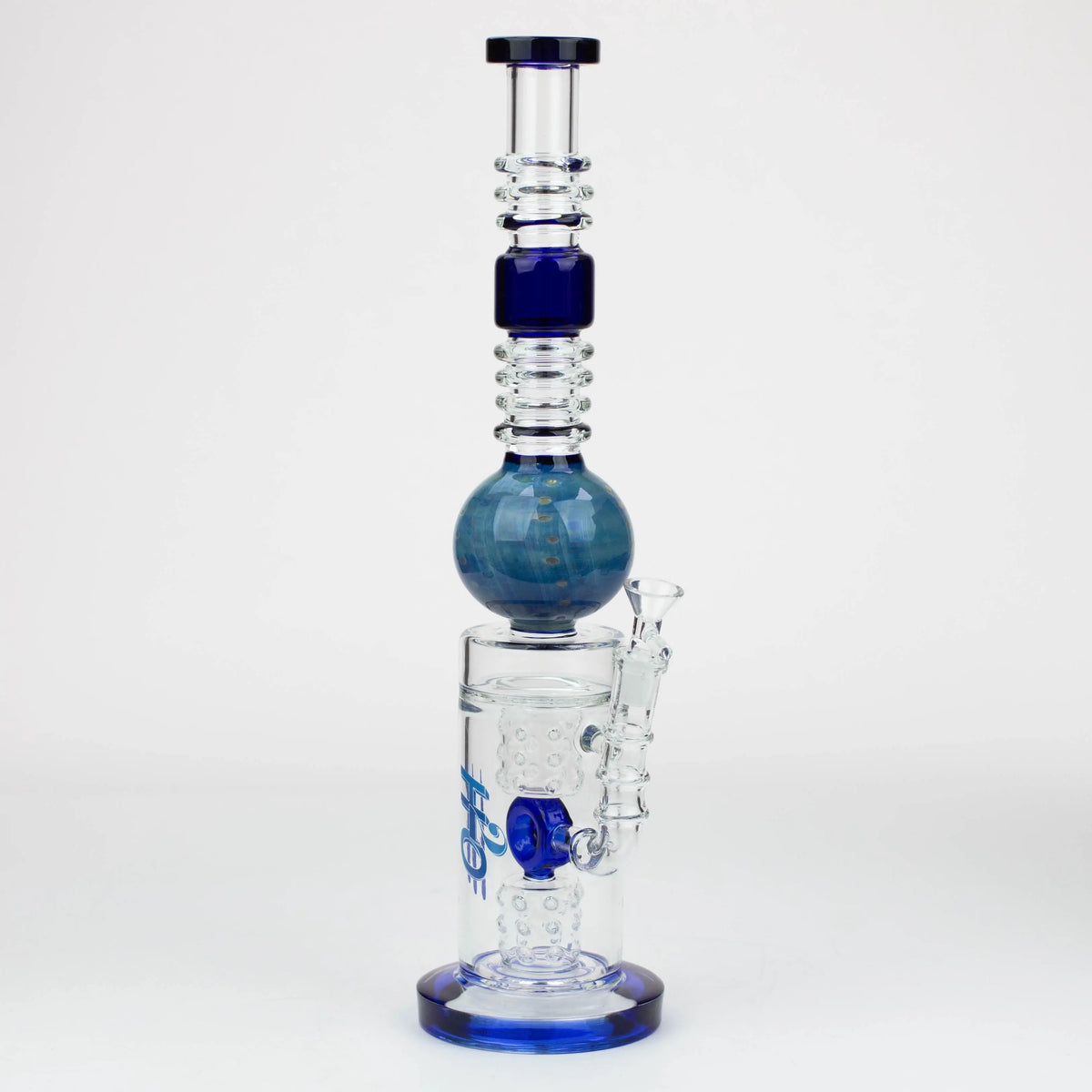 H2O 15" Gold Fumed Sphere Glass Bong in Blue