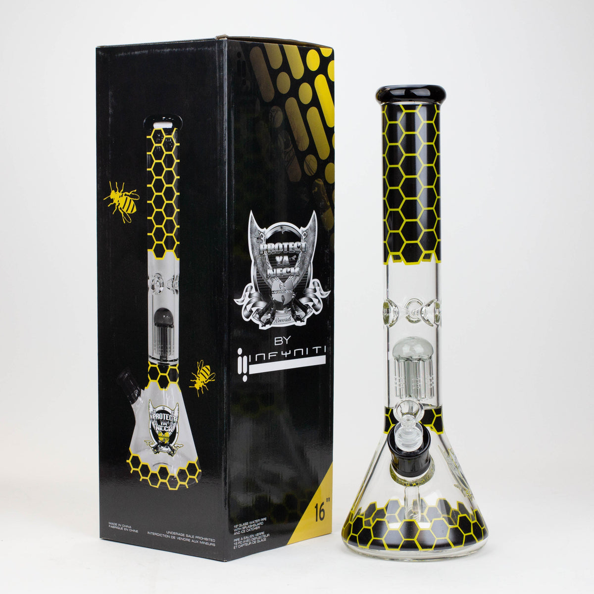 Protect Ya Neck-15.5" 8-Tree Arm Perc Glass Bong Packaging