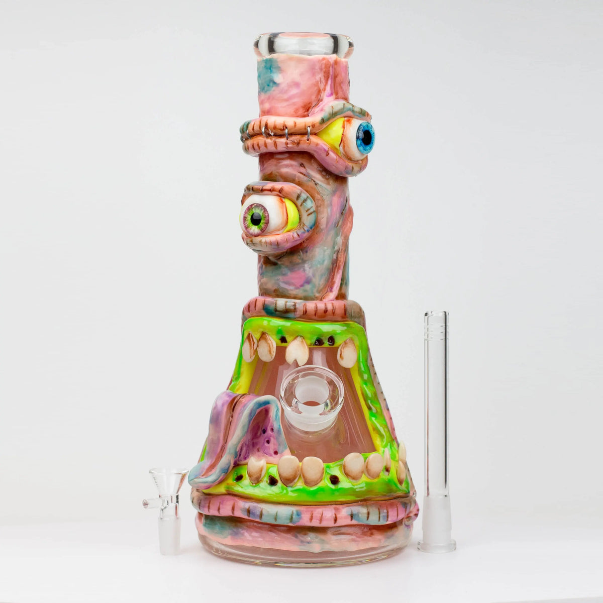 12.5"  Disgusting Freak Glass Bong with Bowl Piece and Glass Downstem