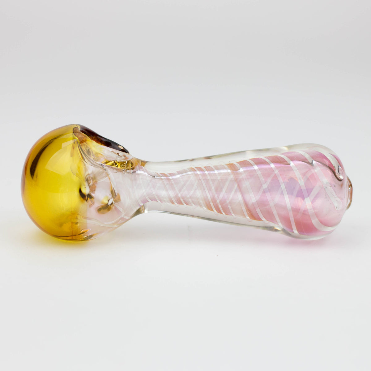 Side View of the 5" Gold fumed twisted glass hand pipe