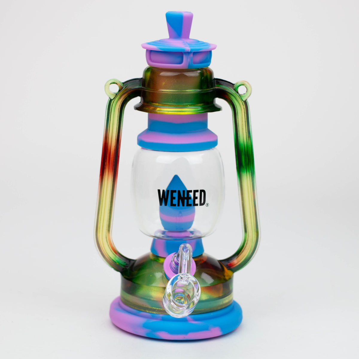 Front View of the WENEED 10 inch Lantern Silicone Dab Rig