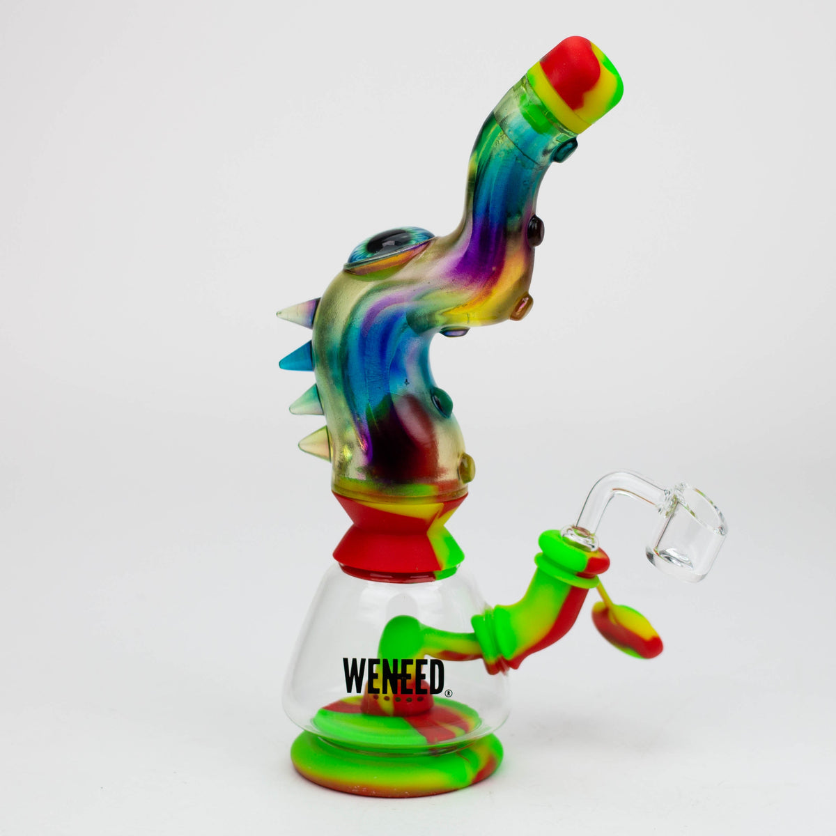 WENEED®- 10'' Silicone Leak Proof Tentacle Oil Rig Rasta Color Side View