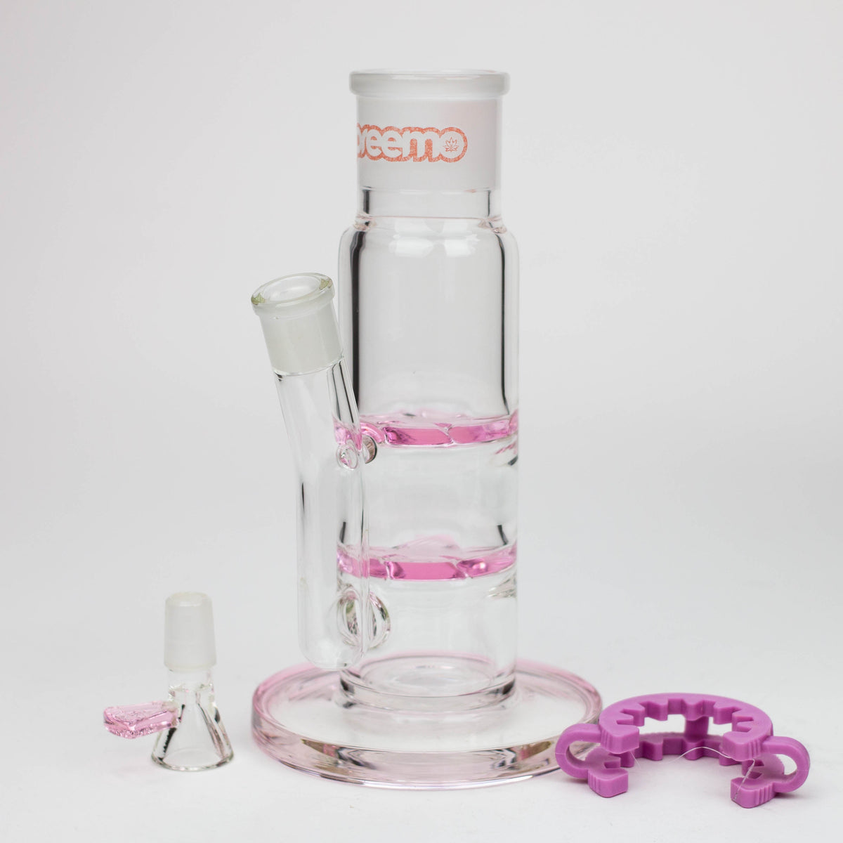 3 Piece preemo - 9.5" Dual Cyclone Percolator Bong with K Clip and Glass Bowl Piece