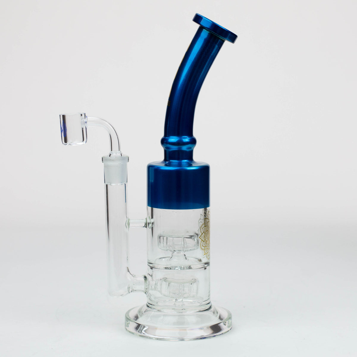 AQUA 12 inch Dual Barrel Diffuser Bong & Dab Rig Hybrid in Blue