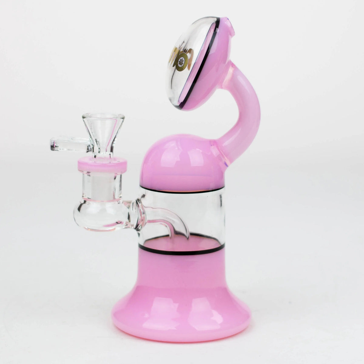 Side View of the Preemo - 7 inch Disc Top Bubbler Bong with percolator in Pink