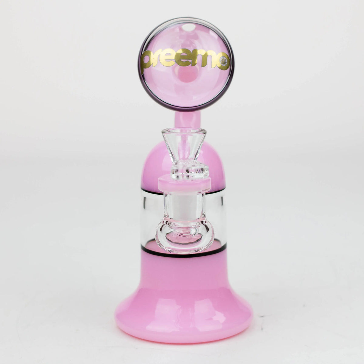 Front View of the Preemo - 7 inch Disc Top Perc Bubbler Bong in Pink