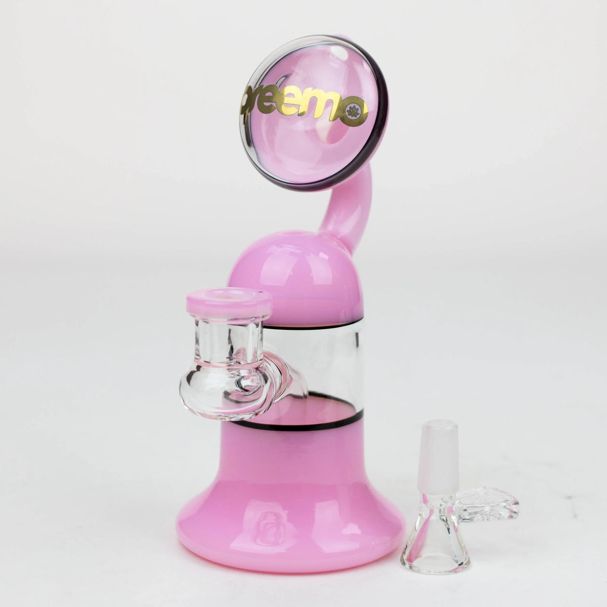 Preemo - 7 inch Disc Top Pink Bubbler Bong with Glass Bowl Piece