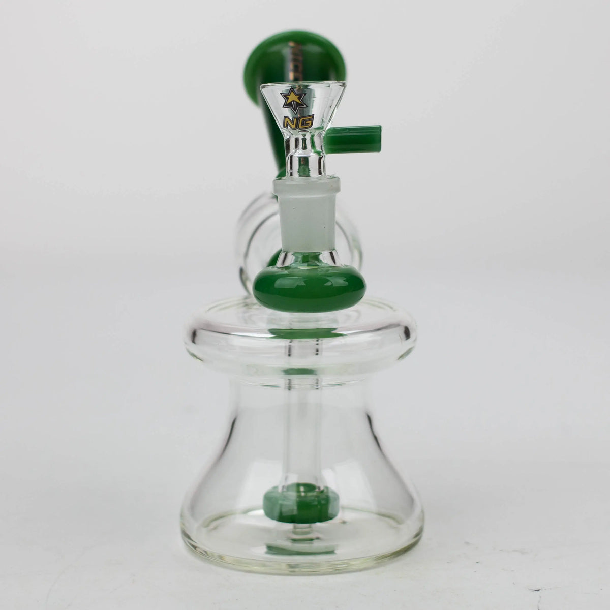 NG - 6.5 inch Megaphone Showerhead Perc Bubbler Front View WIth Nice Glass Bowl Piece