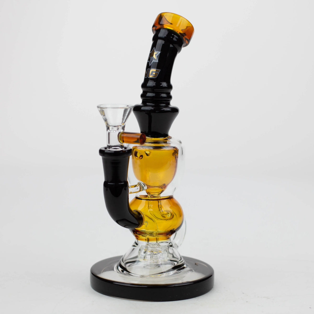 Nice Glass 8 inch Gold Recycler Bong with Showerhead Percolator