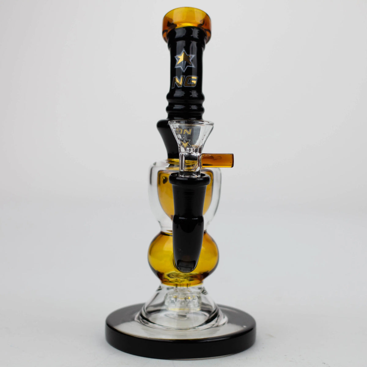 Nice Glass 8 inch Gold Recycler Bong with percolator