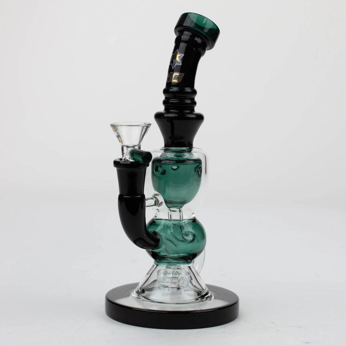 Nice Glass 8 inch Recycler Bong with Showerhead Perc in Green