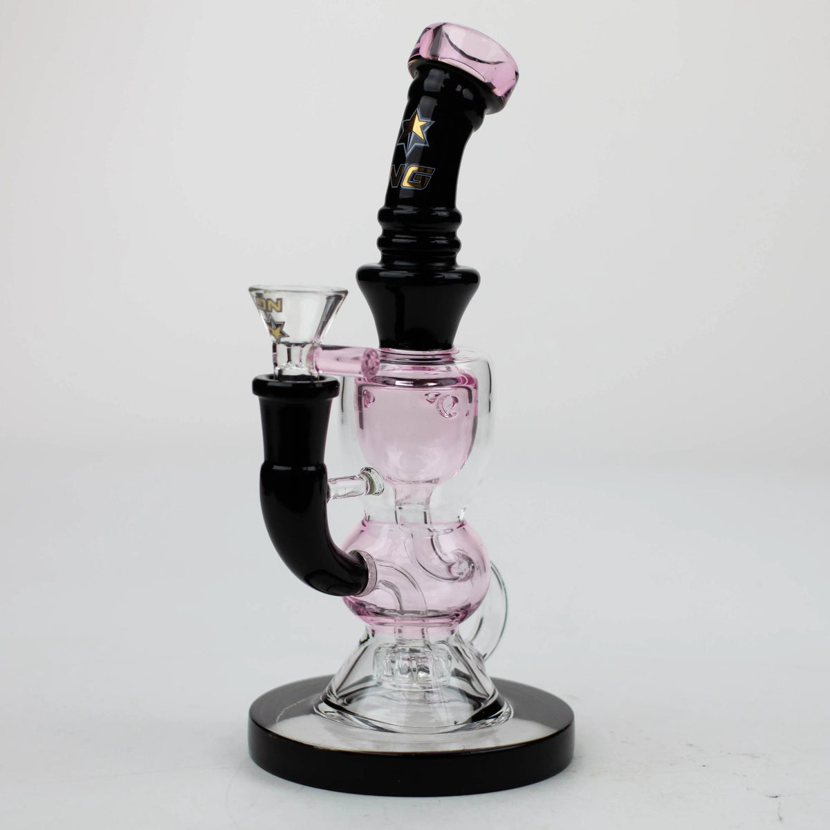 Nice Glass 8 inch Showerhead Perc Recycler Bong in Pink