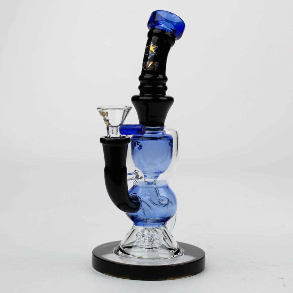 Nice Glass 8 inch Blue Recycler Bong with Percolator