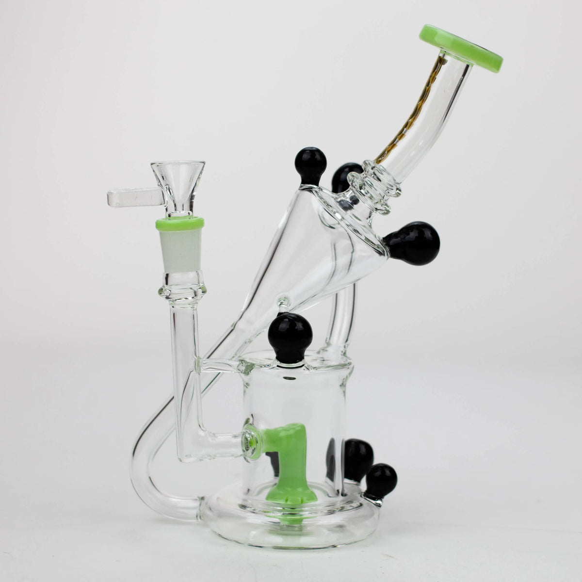 Side View of the Preemo - 9 inch Recycler Bong In Green 