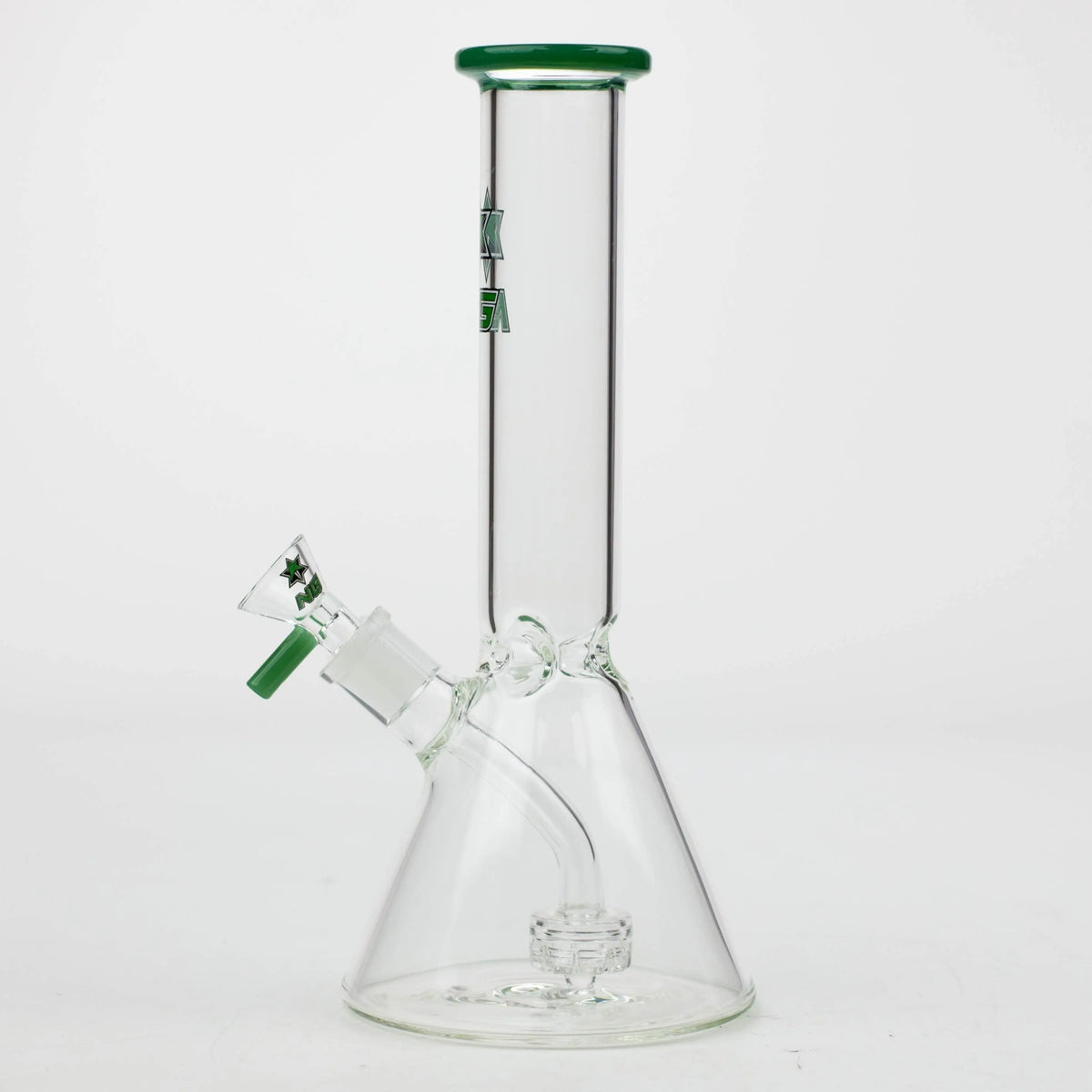 Side View of the Nice Glass 10 inch Green Circ Percolator Bong