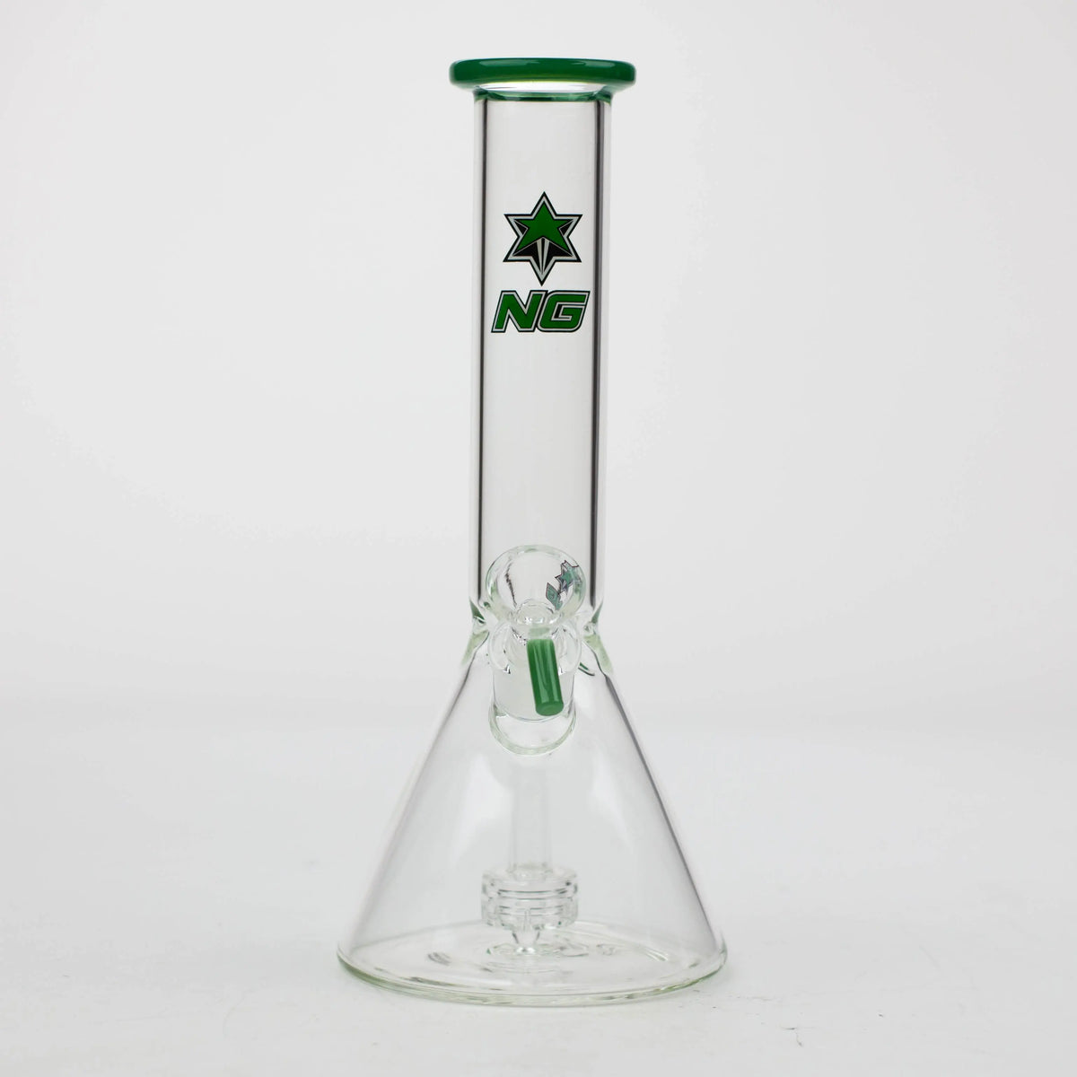 Front View of the Nice Glass 10 inch Circ Percolator Bong in Green