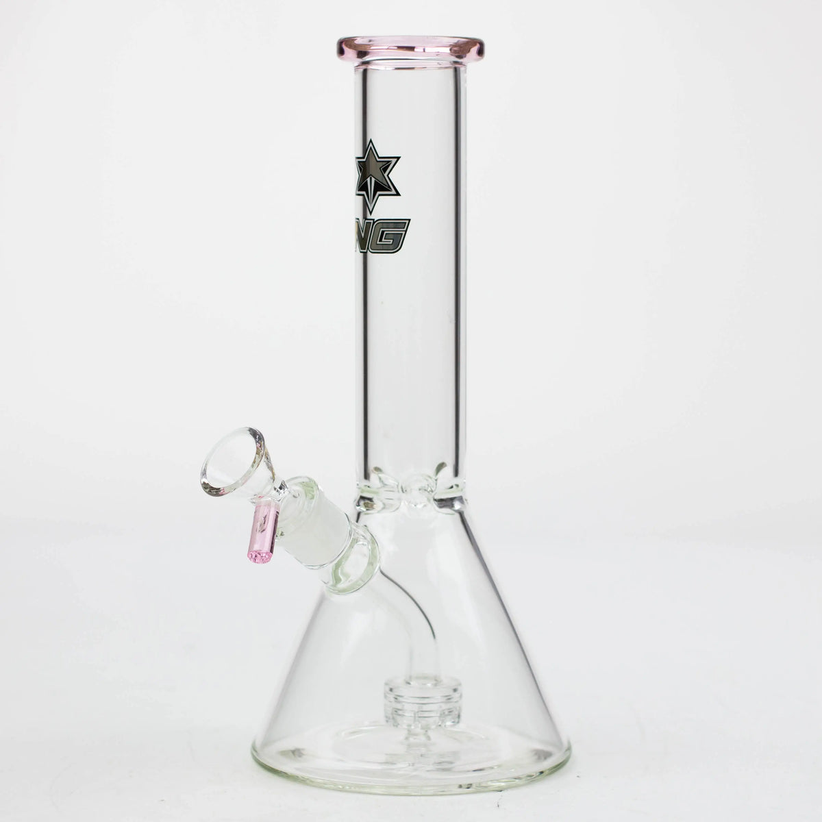 Side View of the Nice Glass 10 inch Circ Percolator Bong in Pink