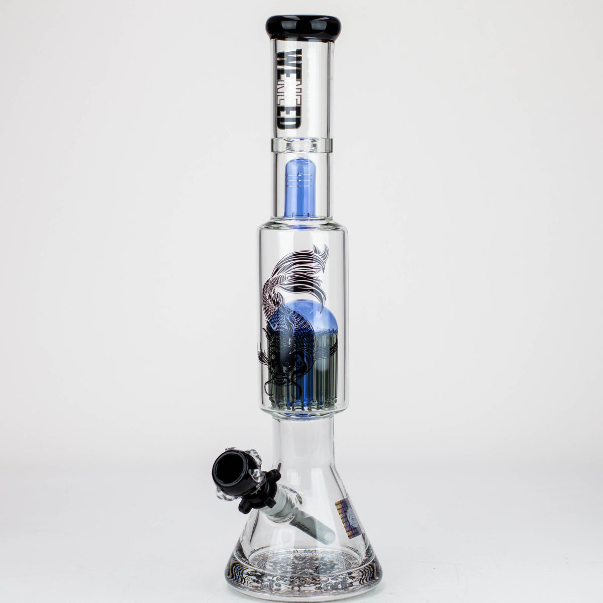 WENEED 18 inch Tree Percolator Beaker Bong Blue Side Shot