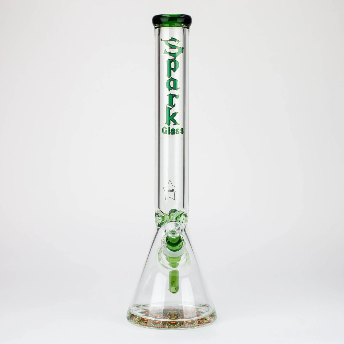 Spark 18" Classic Green Glass Beaker Bong Front View