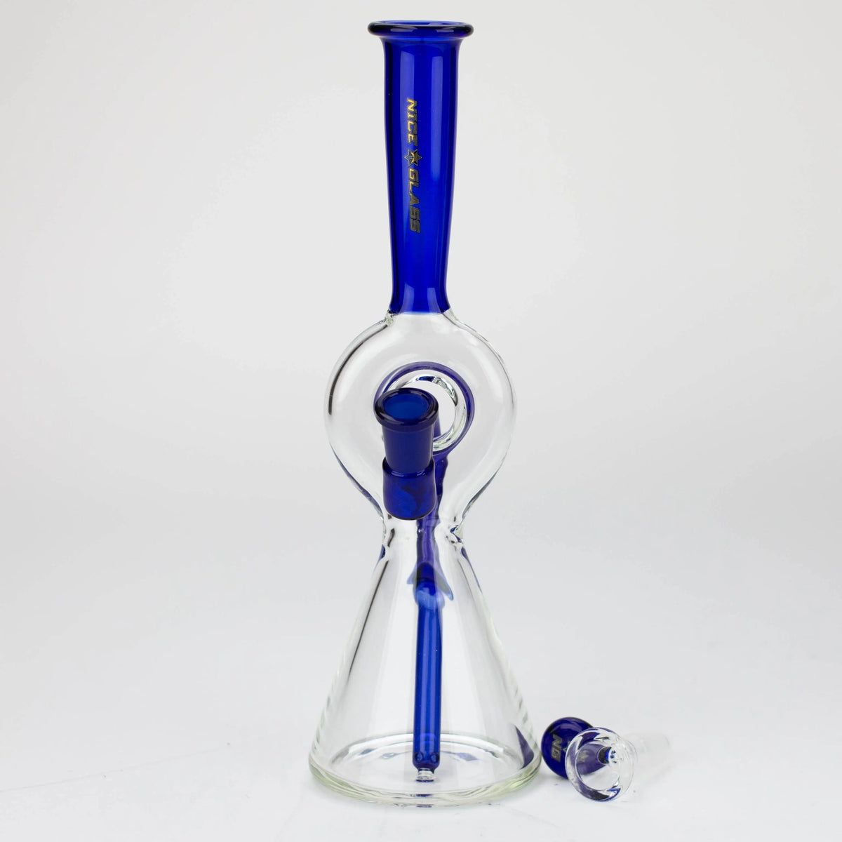 Nice Glass™ | 10 inch Reverse Stem Bong Front View with Bowl Piece