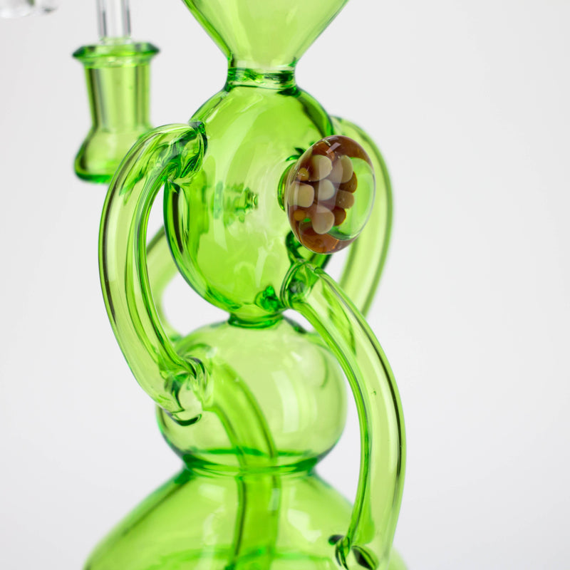 Body view of the Preemo - 11 inch 3-Arm Implosion Marble Recycler Dab Rig in Green