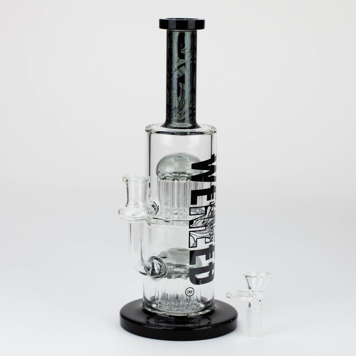 WENEED®-10.5" Dark Matter Black Glass Perc Bong