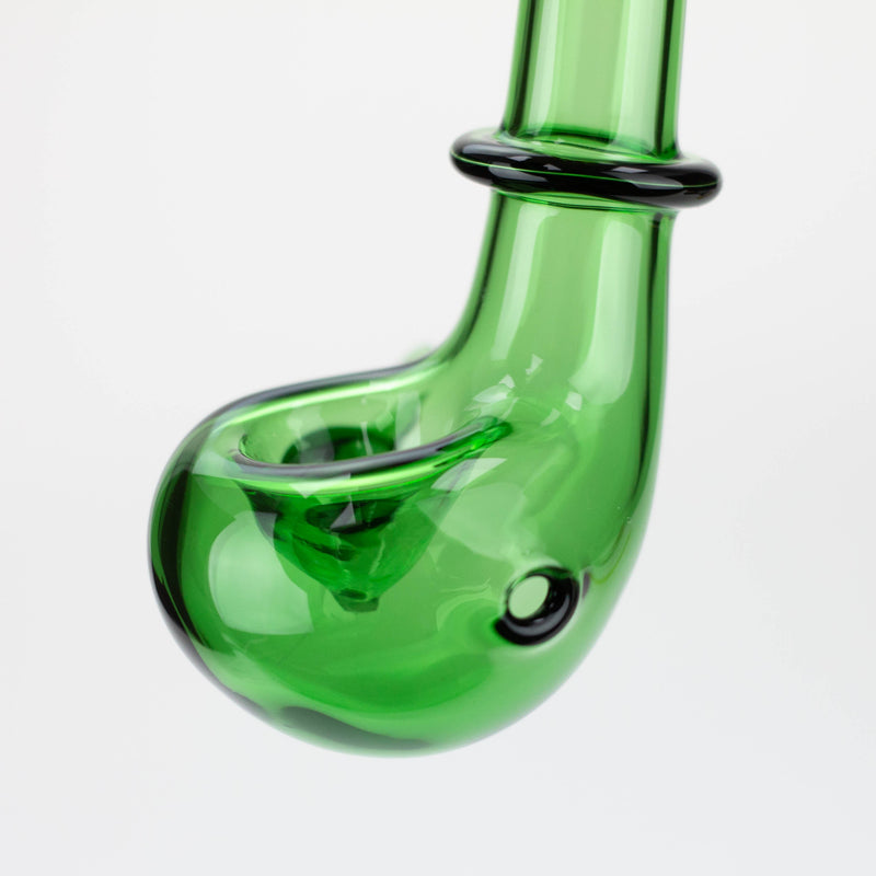 Nice Glass | 10 Inch Elongated Green Glass Pipe with Carb Hole