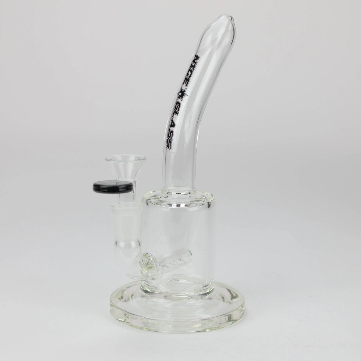 Nice Glass 8 inch Inline Diffuser Black Bubbler Bong