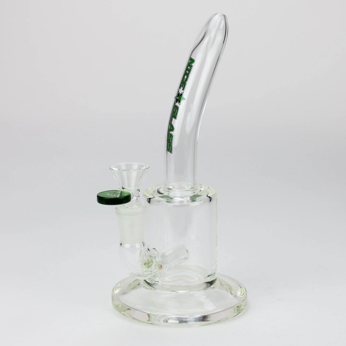 Nice Glass 8 inch Inline Diffuser Green Bubbler Bong