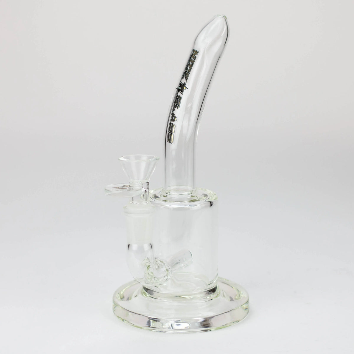 Nice Glass 8 inch Inline Diffuser Gold Bubbler Bong