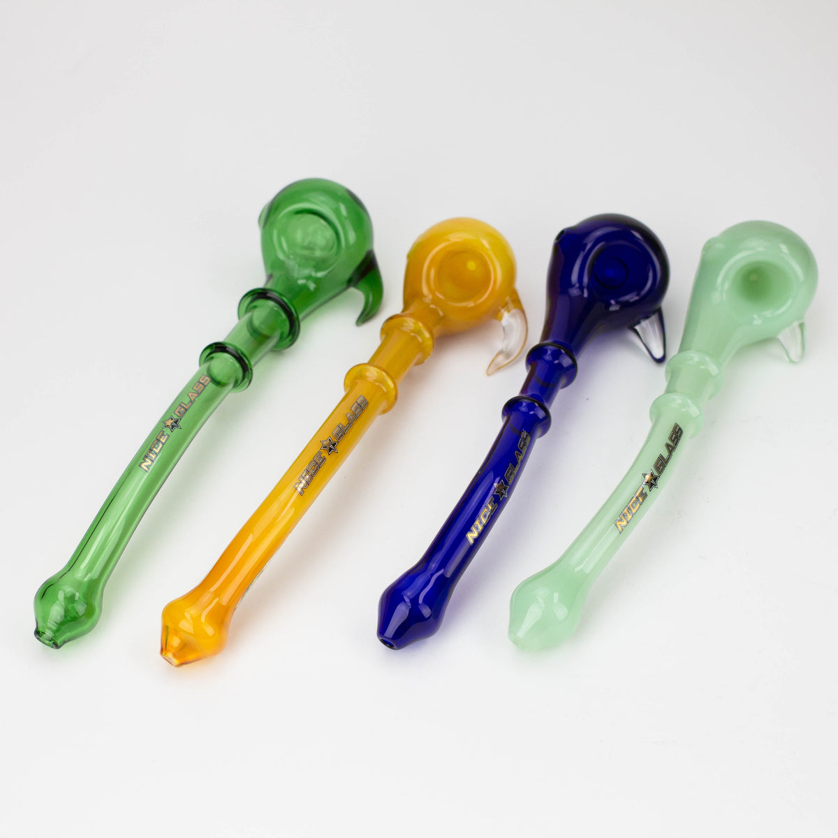 Four Nice Glass 10 Inch Elongated Glass Pipes