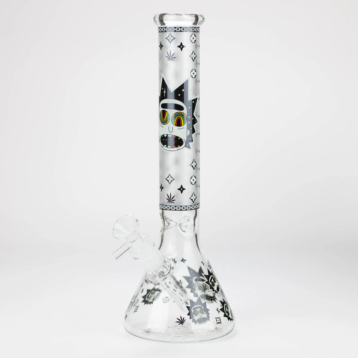 12" Rick And Morty Glass Beaker Bong - Black Out Rick