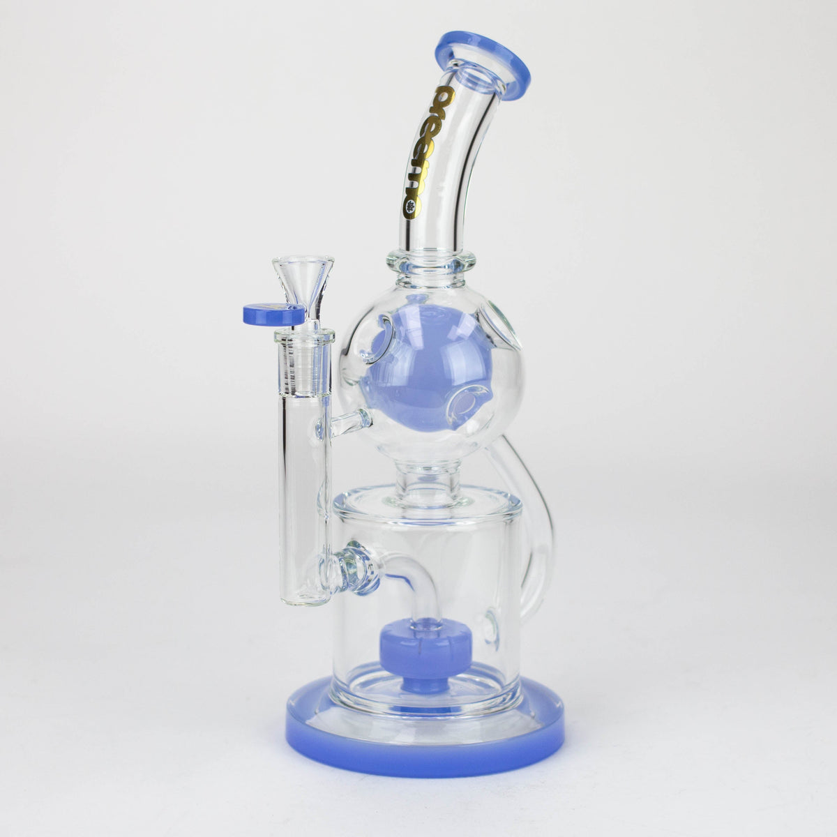 Side View of the Preemo - 10.5 inch Drum to Swiss Recycler Bong in Blue 