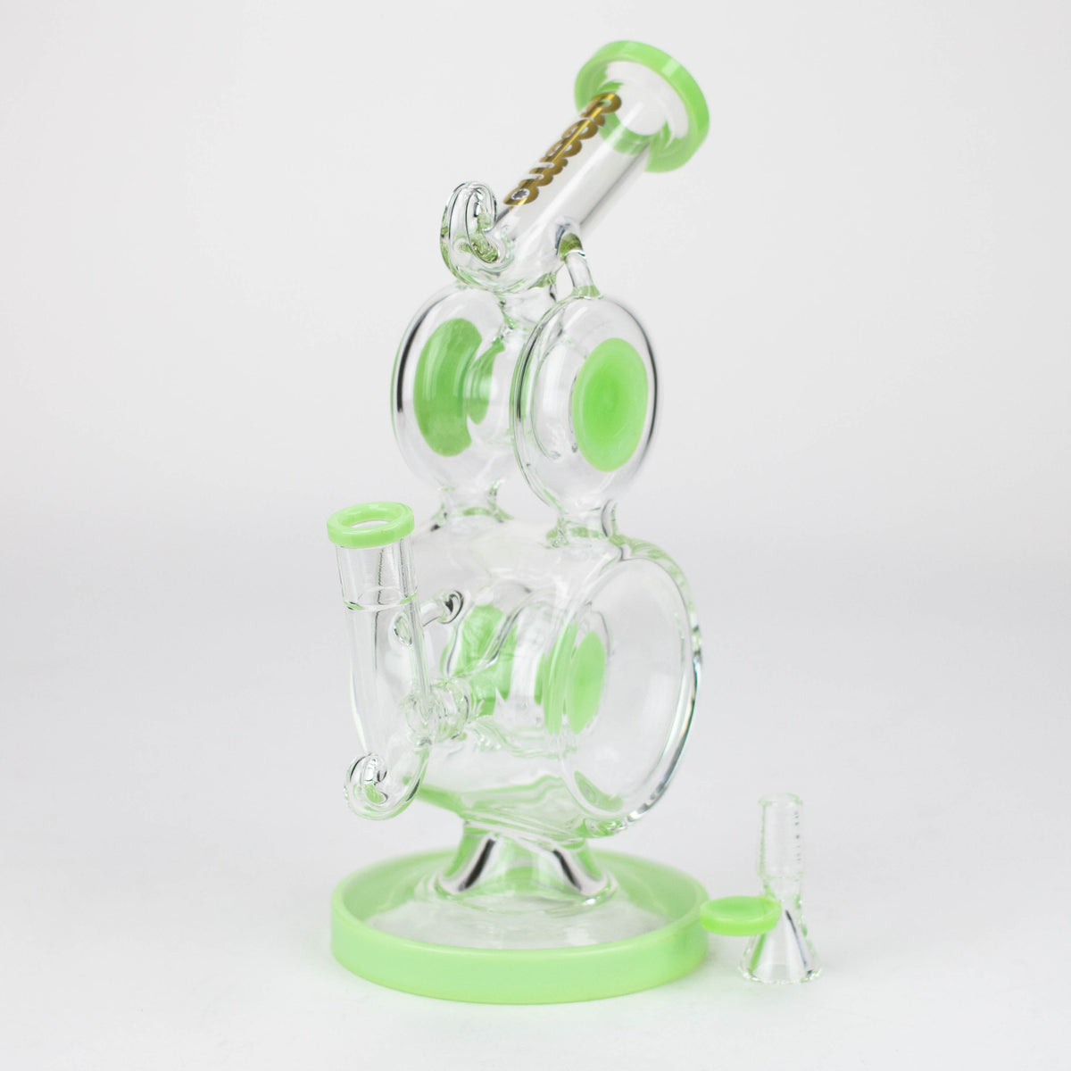 Preemo 10 inch Double Drum Green Bubbler Bong with Percolator